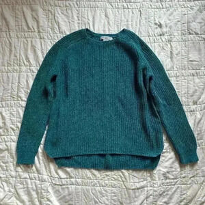 Mixed blue knit sweater Liz Claiborne women’s large petite cotton artsy fall